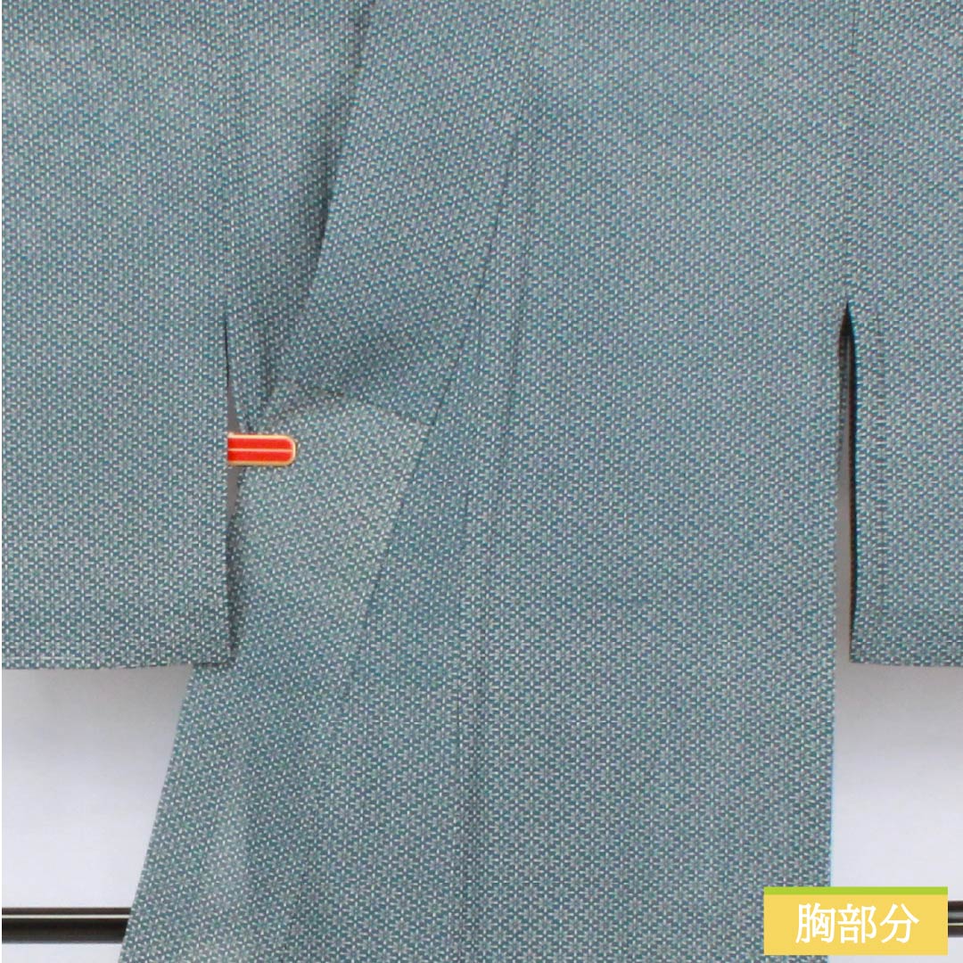 夏物 正絹 小紋 身丈152.5cm 裄丈65.5cm 藍鉄色（あいてついろ） 江戸小紋 型染 抽象模様 絽 Bランク 青系 1132002774217