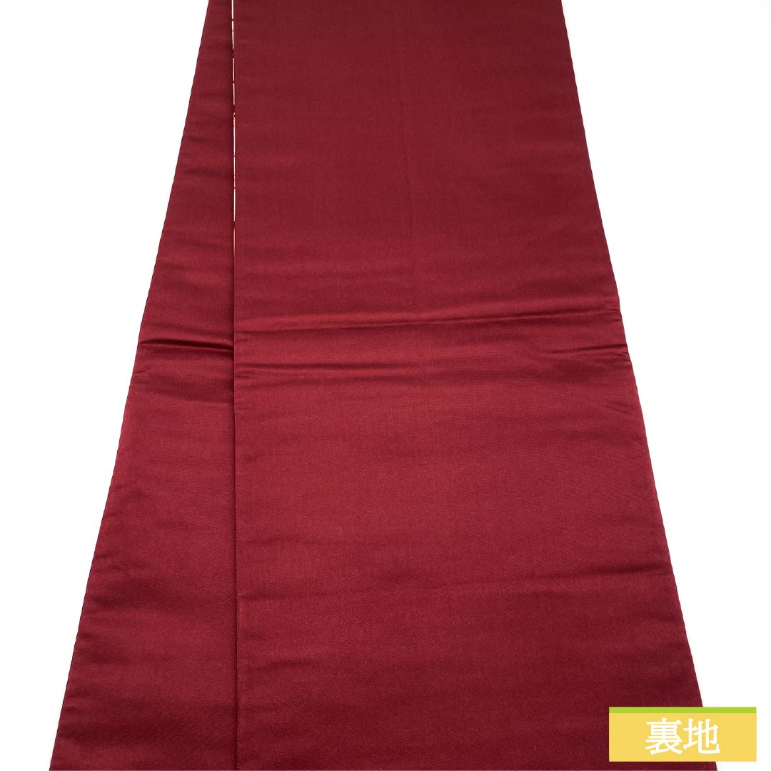 A fukuro obi (sash) made of pure silk, deep scarlet, for long-sleeved kimono, Shirayaen Oba, floral pattern, for tomesode, obi length 426cm, A rank, six-pass, formal, vermilion, 1123013873316