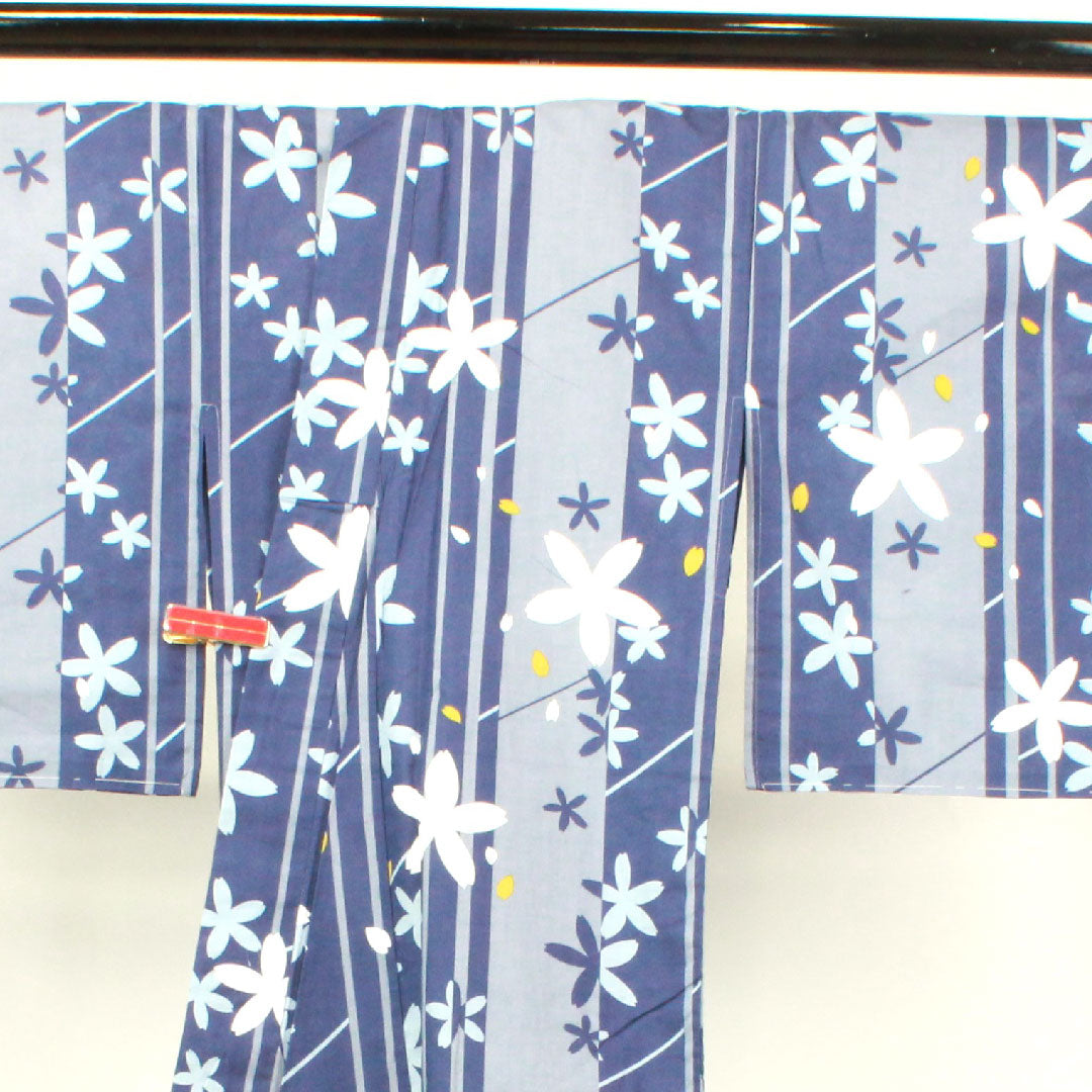 浴衣 しつけ糸付き 未使用品 桜 木綿 Sランク 単衣 身丈162cm 裄丈64cm グラデーション系 1118002832499