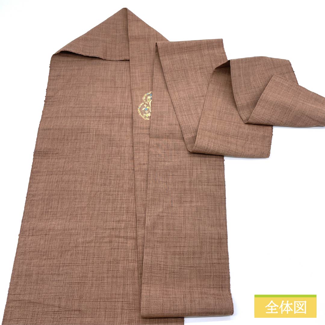 名古屋帯 丹柄茶色（たんがらちゃいろ） 唐織 更紗模様 帯丈350cm 正絹 Sランク ポイント柄 カジュアル 茶系 1124006912314 名古屋仕立て