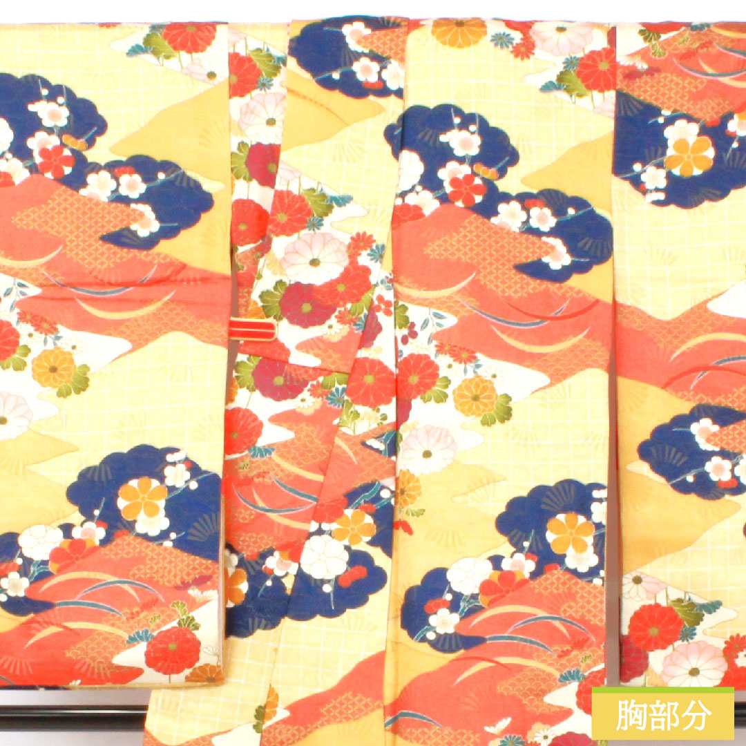 Komon, pure silk, length 153cm, sleeve length 62cm, lined, Kyo-Yuzen, auspicious pattern, A rank, gradation style, 1115004493299
