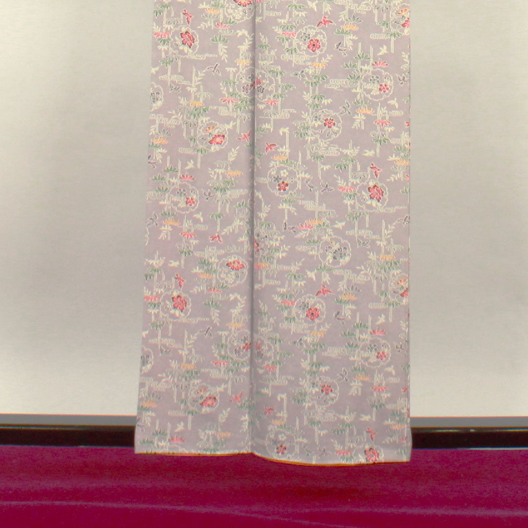 小紋 身丈158cm 裄丈63cm 袷  白藤色 型染 吉祥文様  正絹 Sランク 紫系 1115002102320