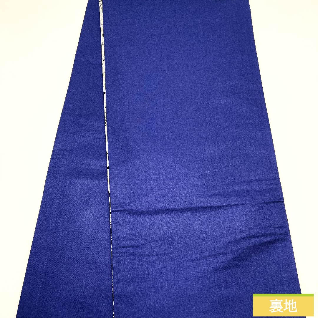 Fukuro Obi (light indigo blue) with a floral pattern and a cut-inlay look, obi length 453cm, pure silk, S rank, full length, casual, light blue, 1123009632424