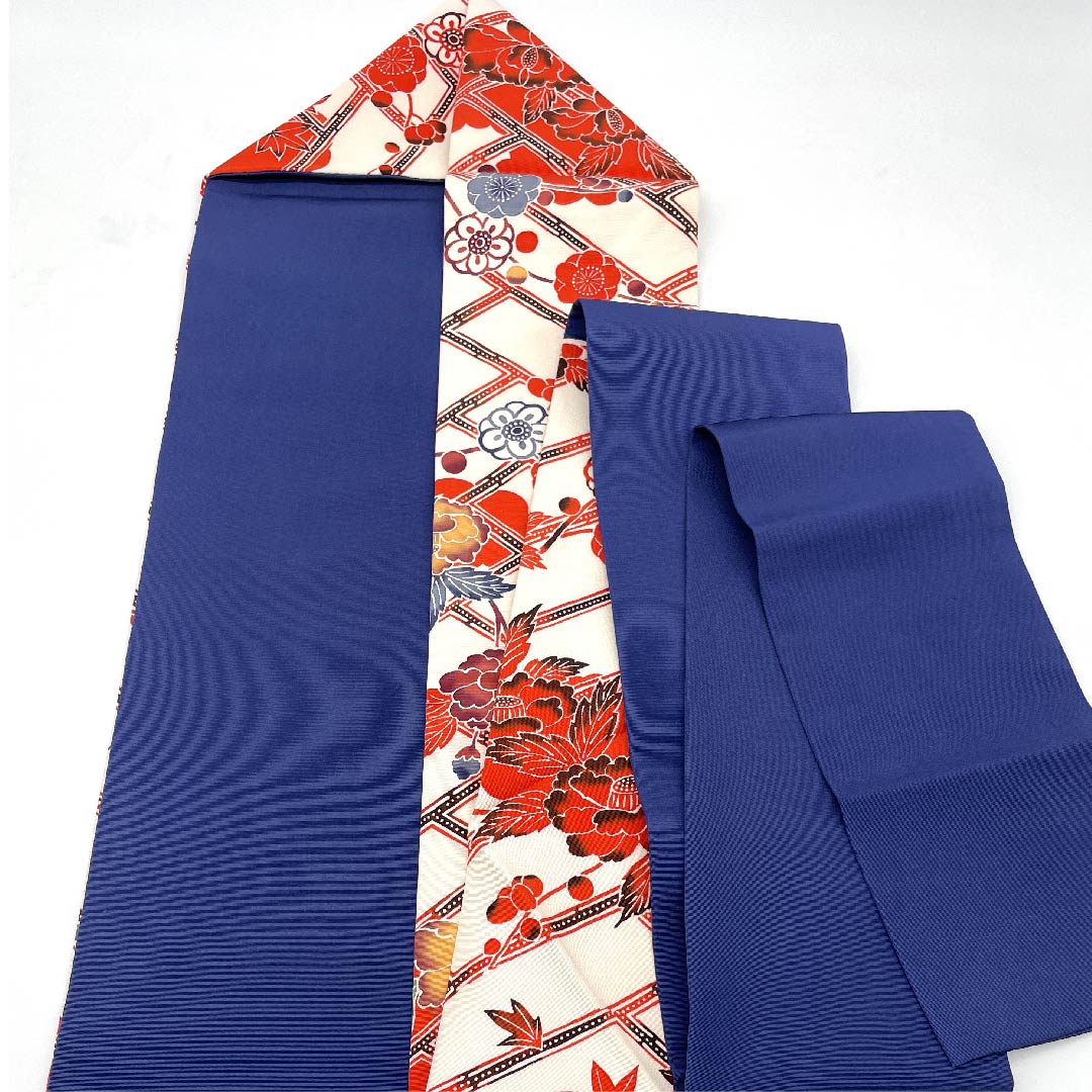 Nagoya obi, white, Kyo-Bingata, peony, plum, bamboo, obi length 364.5cm, pure silk, A rank, point pattern, casual, white, 1124004803311, Nagoya style