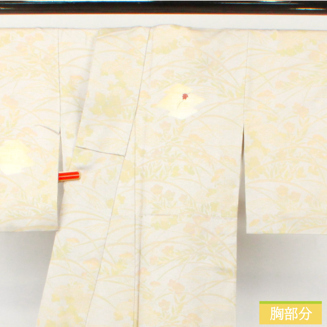 訪問着 正絹 袷 身丈159.5cm 裄丈64.5cm 銀白色（ぎんはくしょく） 京友禅 吉祥文様 Sランク グレー系 1112004772322