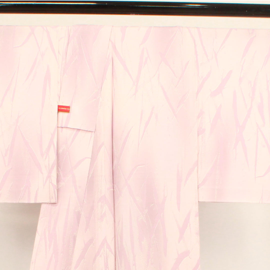 Summer pure silk komon kimono, length 159cm, sleeve length 62.5cm, cherry blossom color, abstract pattern, basting thread included, unused, silk, A rank, pink, 1132000533313