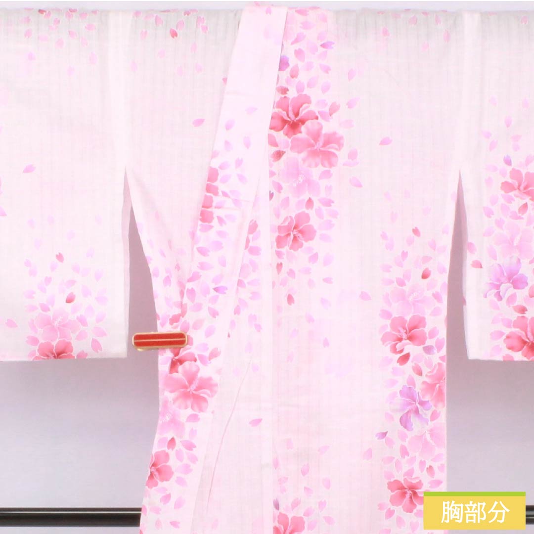 浴衣 木綿 身丈164cm 裄丈66cm Aランク 単衣 ピンク系 桜色（さくらいろ） 洋花 ラメ 1118006213413
