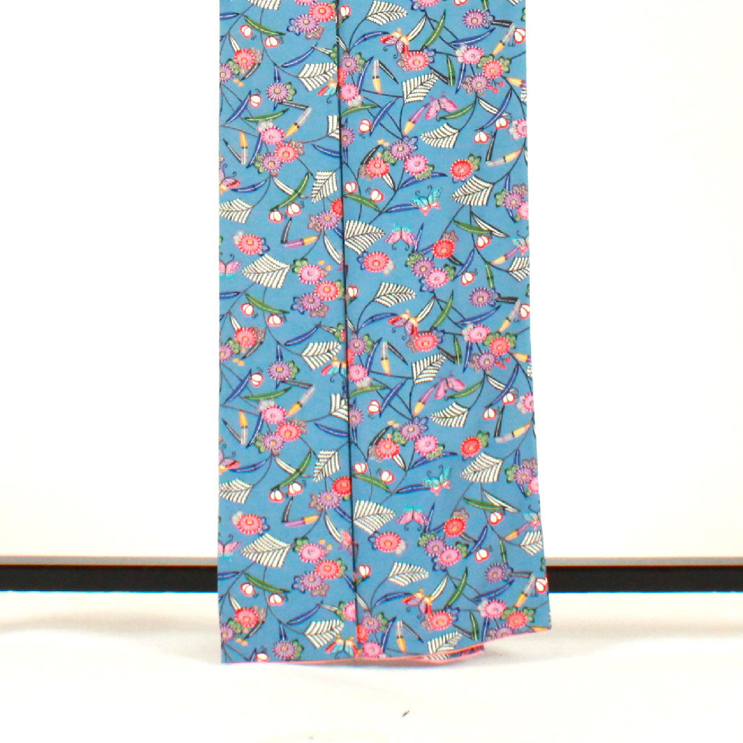 Komon, Length 162cm, Sleeve length 67cm, Lined, Bingata, Pure silk, A rank, Blue, 1115001783417