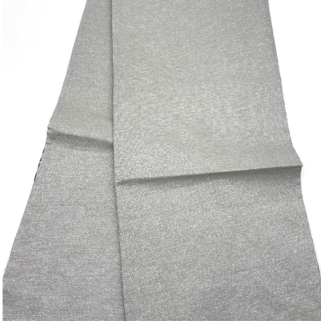 Fukuro obi (light grey) with silver thread, natural ash fermentation, indigo dyeing, abstract pattern, obi length 436cm, pure silk, A rank, six-pass, formal, grey, 1123007533322