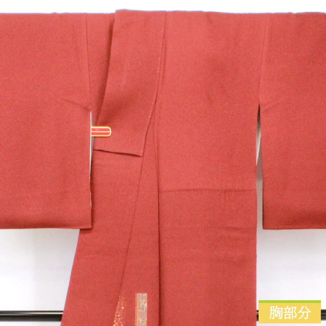 訪問着 正絹 袷 身丈162.5cm 裄丈64cm 赤銅色（しゃくどういろ） 京友禅 抽象模様 Aランク 茶系 1112005973414