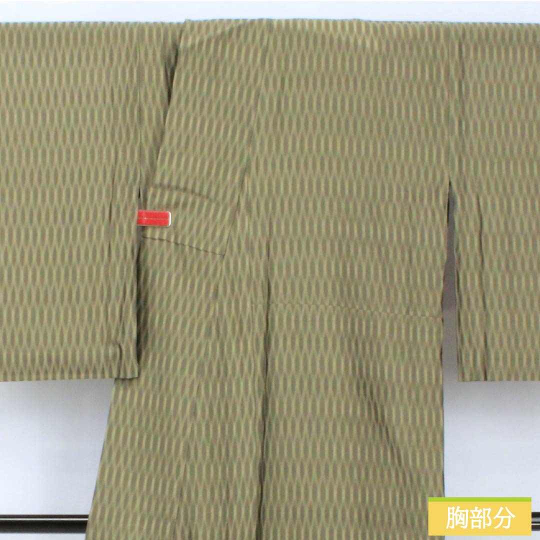 Summer pure silk tsumugi Length 172cm Sleeve length 67cm Dark gray Seki silk fabric Satsuma openwork Honba striped Oshima gauze A rank Green 1132001983619