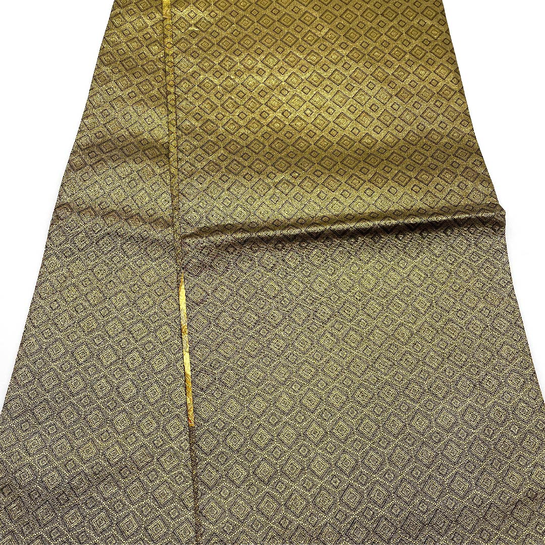 Fukuro-obi (sash), gold, pure gold leaf, full-length, ground paper, Shukko flower pattern, fan-shaped, obi length 438cm, pure silk, A rank, full-length, formal, gold-based, 1123006633321