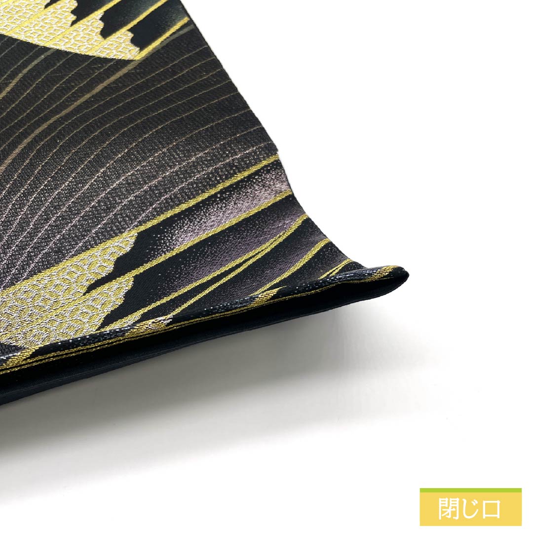 Fukuro Obi, pure silk, diamond and circle design, Shippo, obi length 450cm, S rank, six-way, formal, black, 1123014002410