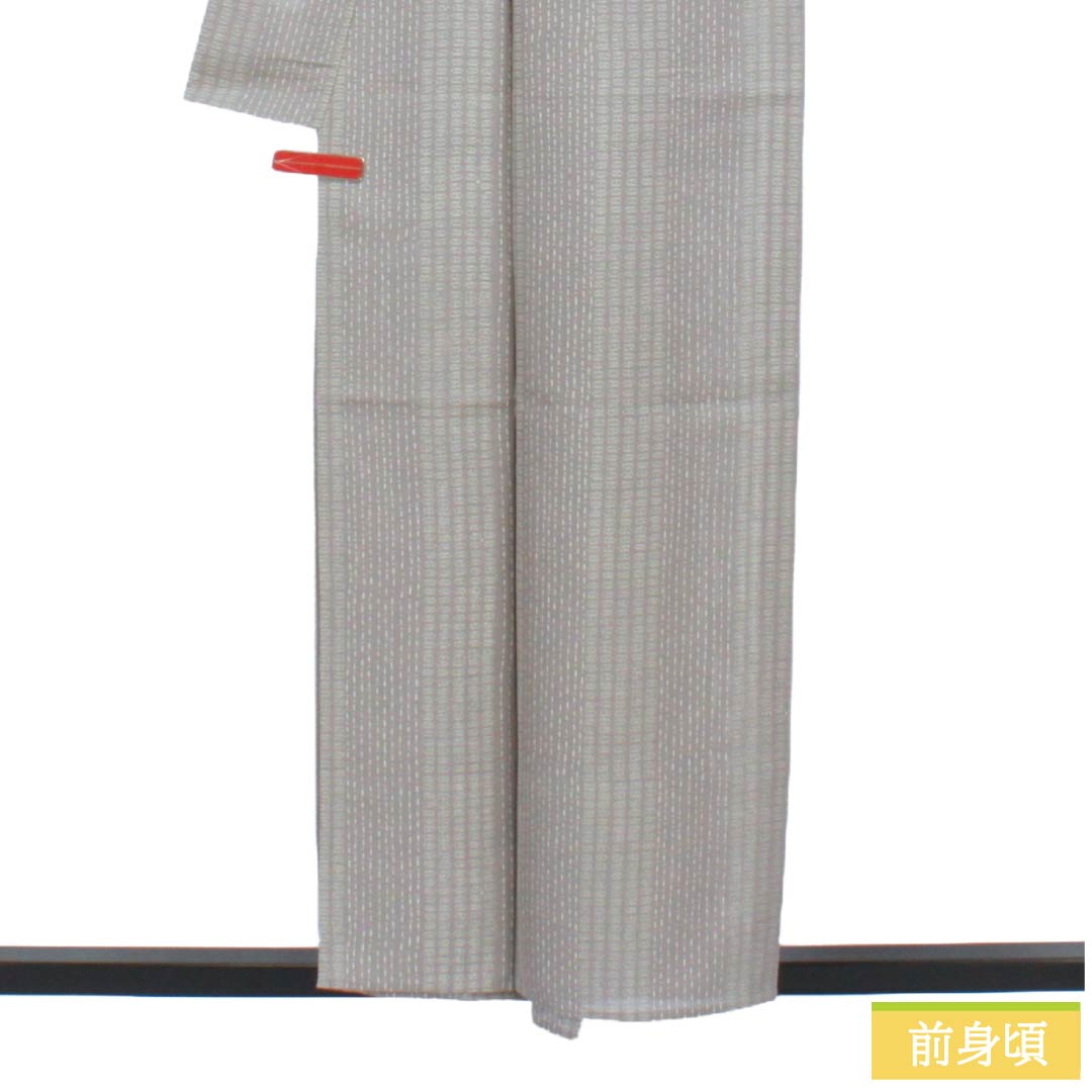 夏物 正絹 小紋 Sランク 身丈156cm 裄丈63.5cm 京極生壁色（きょうごくなまかべいろ） 江戸小紋 抽象模様 絽 グレー系 1132005082322