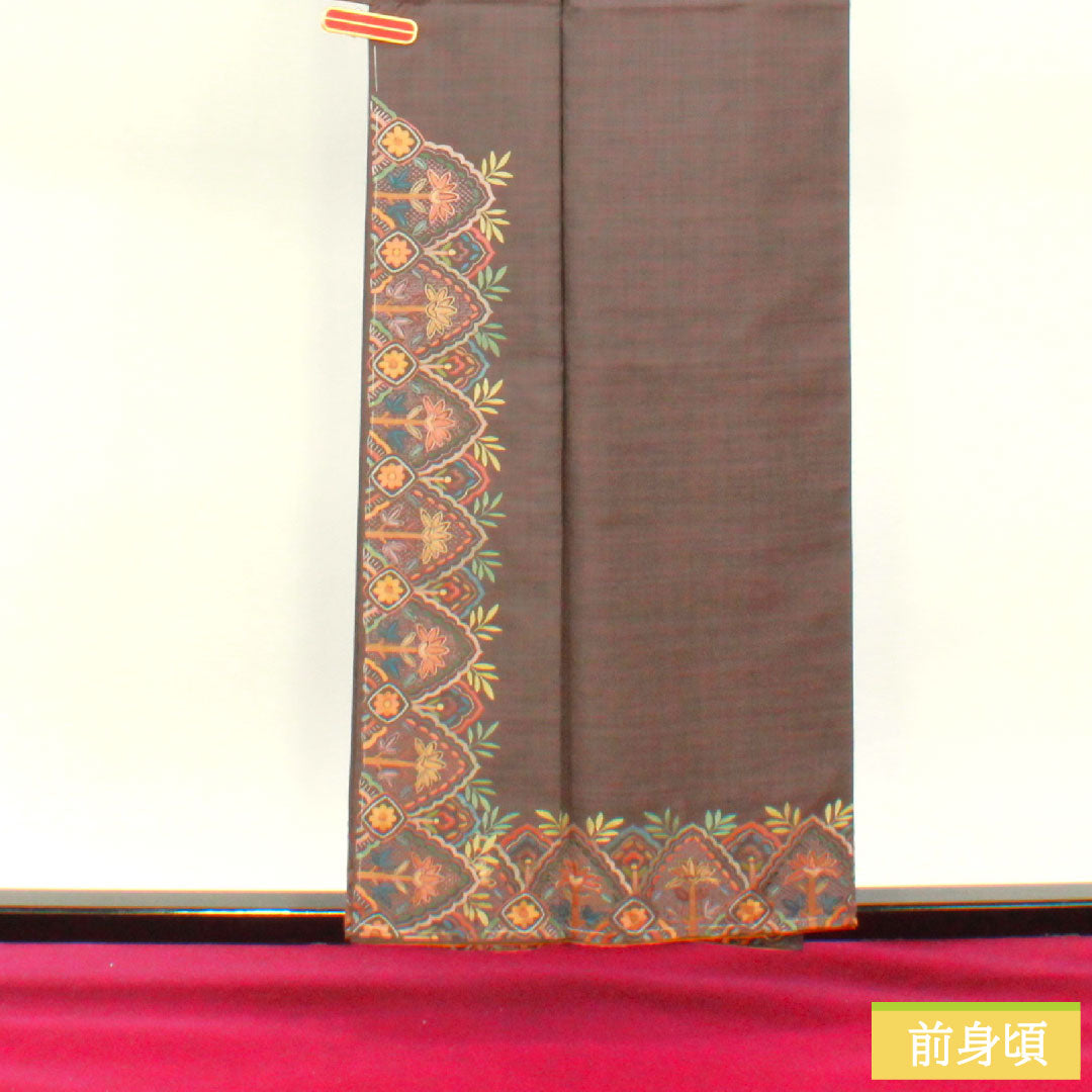 Homongi, pure silk, lined, length 157cm, sleeve length 62cm, deep faded purple, Oshima Tsumugi, Suzhou embroidery, abstract pattern, basting thread included, S rank, purple, 1112004592320