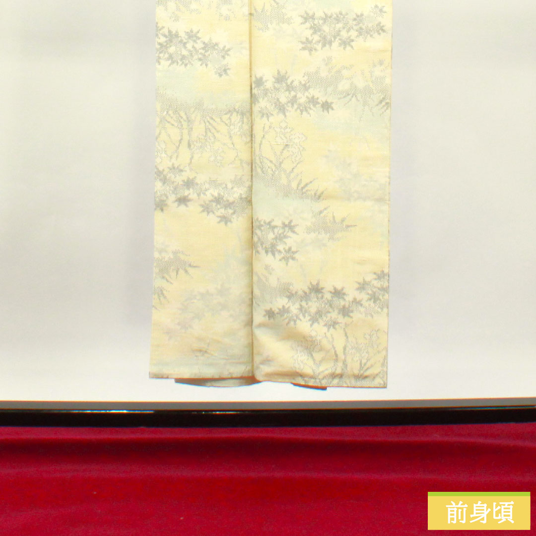 紬 正絹 身丈150cm 裄丈63cm 抽象模様 しつけ糸付き 未使用品 Sランク 袷 クリーム系 1116003412115