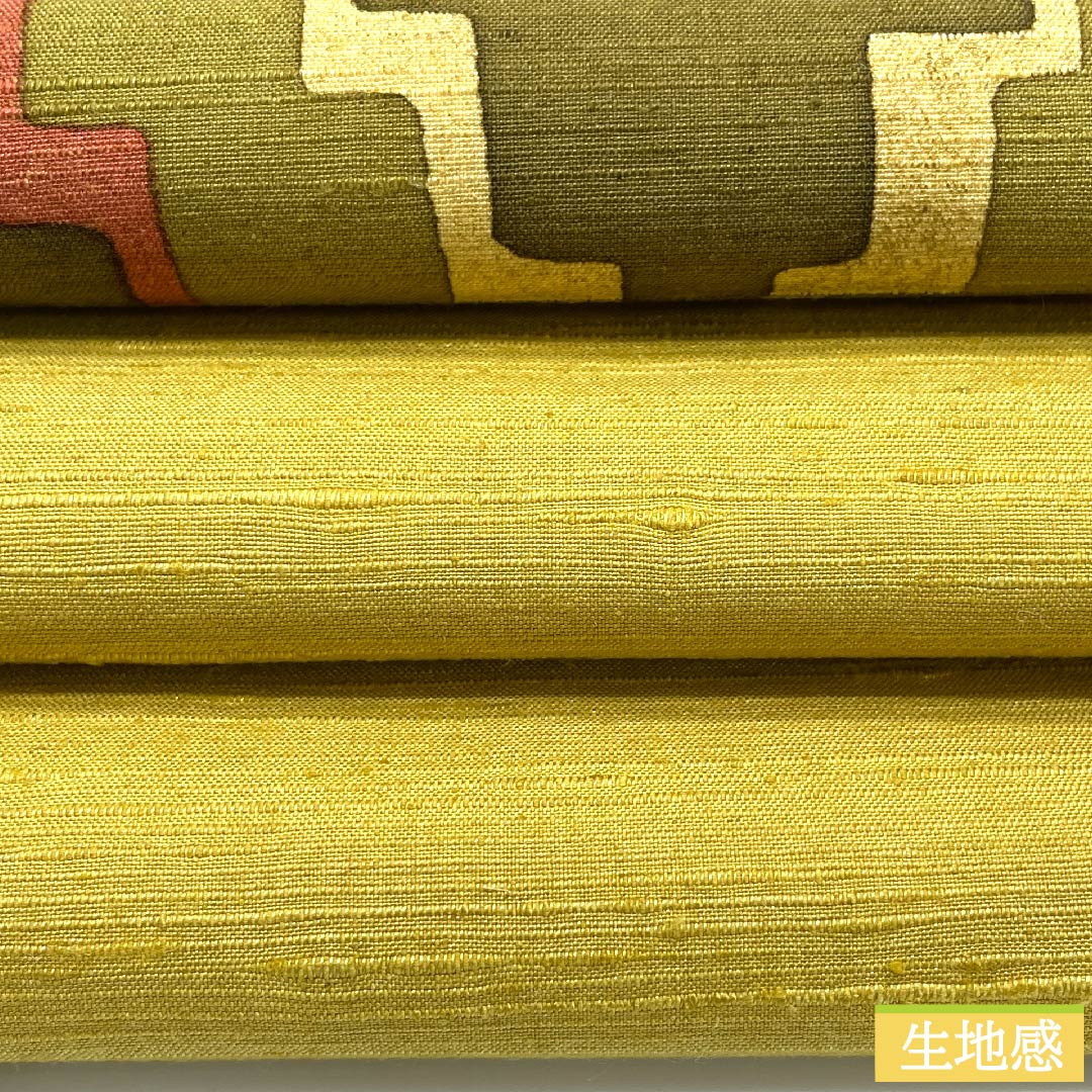 Nagoya obi, gold, abstract pattern, pongee fabric, obi length 358cm, pure silk, S rank, point pattern, casual, yellow, 1124005502323, Nagoya style