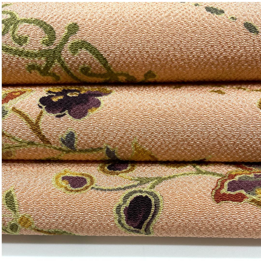 Nagoya obi, light red, stencil-dyed, chintz, abstract pattern, obi length 374cm, pure silk, S rank, full-length, casual, pink, 1124003982313, Nagoya style