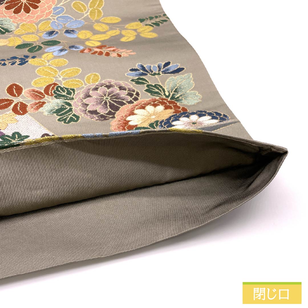 Pure silk obi in a charcoal gray color, by Hakuryoen Oba, featuring a flute and shippo details. Suitable for furisode kimono. Length: 436cm. S-rank. Six-fold obi. Formal wear. Gray. Product number: 1123014372322