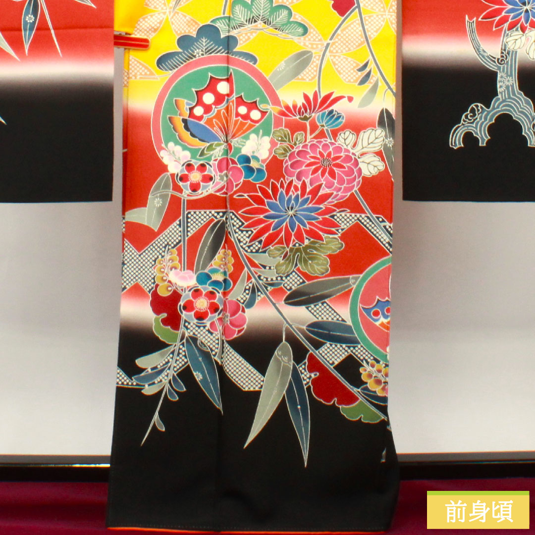 振袖 正絹 身丈165.5cm 裄丈65cm 袷  向日葵色 京紅型 吉祥文様  Sランク 黄系 1113001872523
