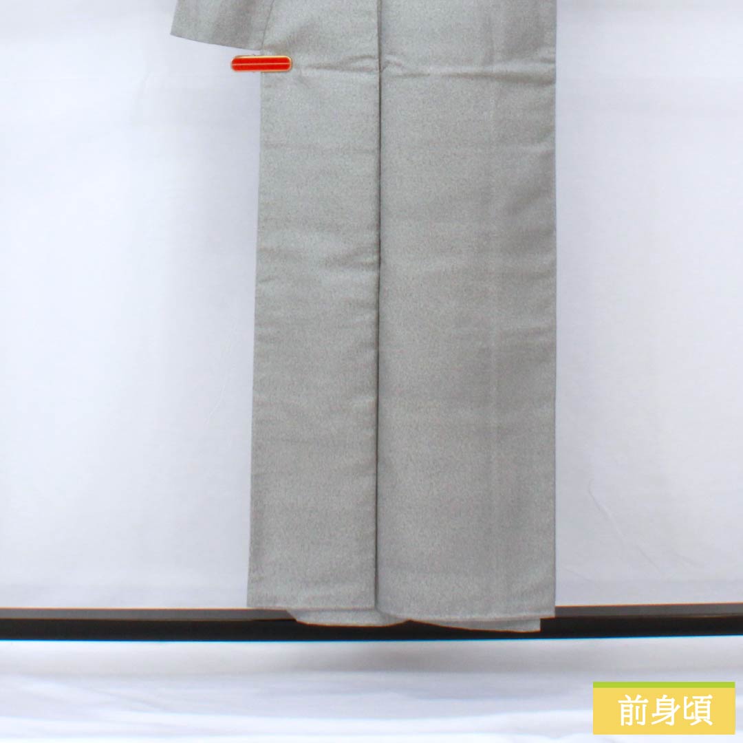 小紋 正絹 身丈153cm 裄丈62.5cm 袷 銀色（ぎんいろ） 天目染 しつけ糸付き Aランク グレー系 1115005353222