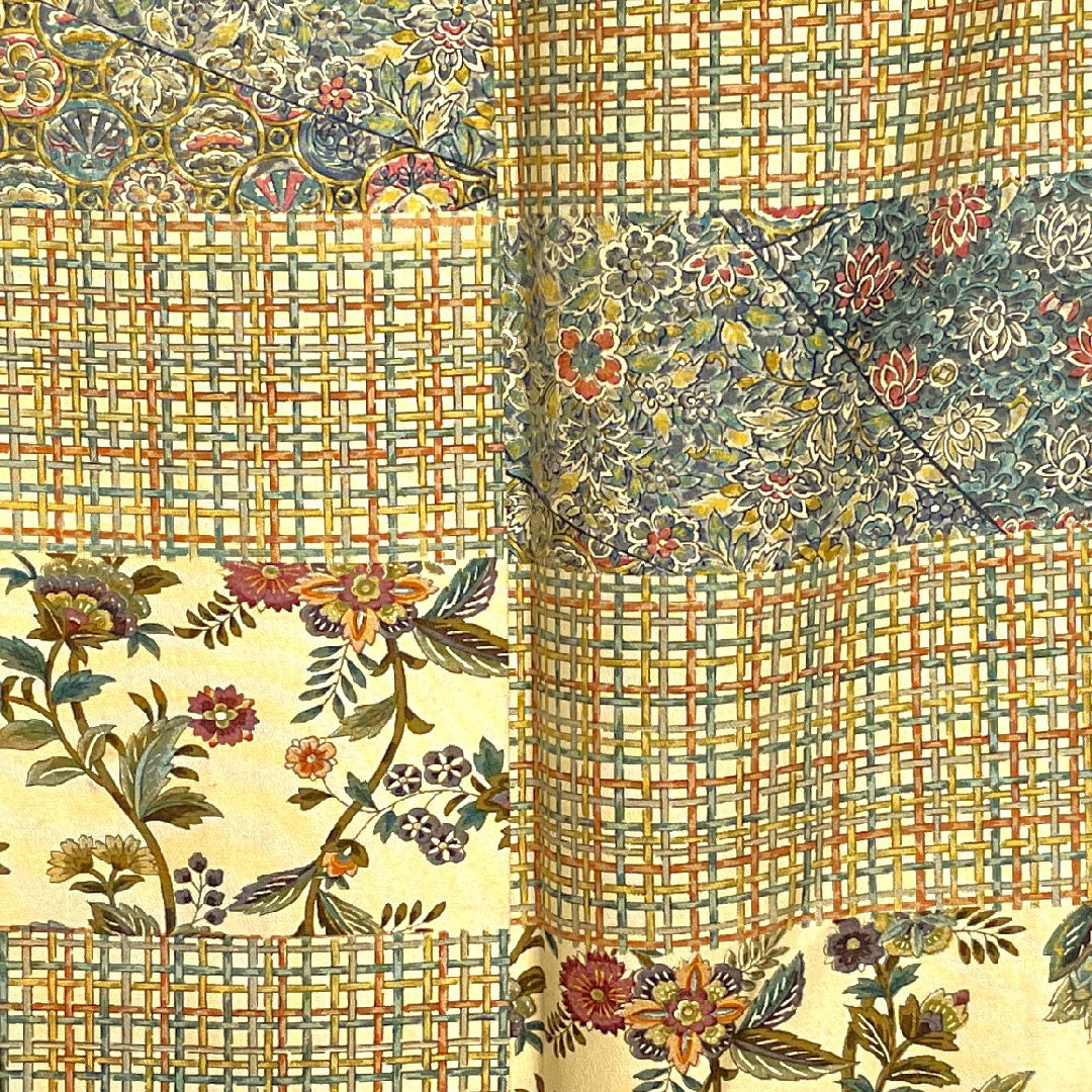 Homongi, lined, length 151.5cm, sleeve length 63cm, chintz pattern, checkered, lacquered color, pure silk, A rank, cream color, 1112001473215