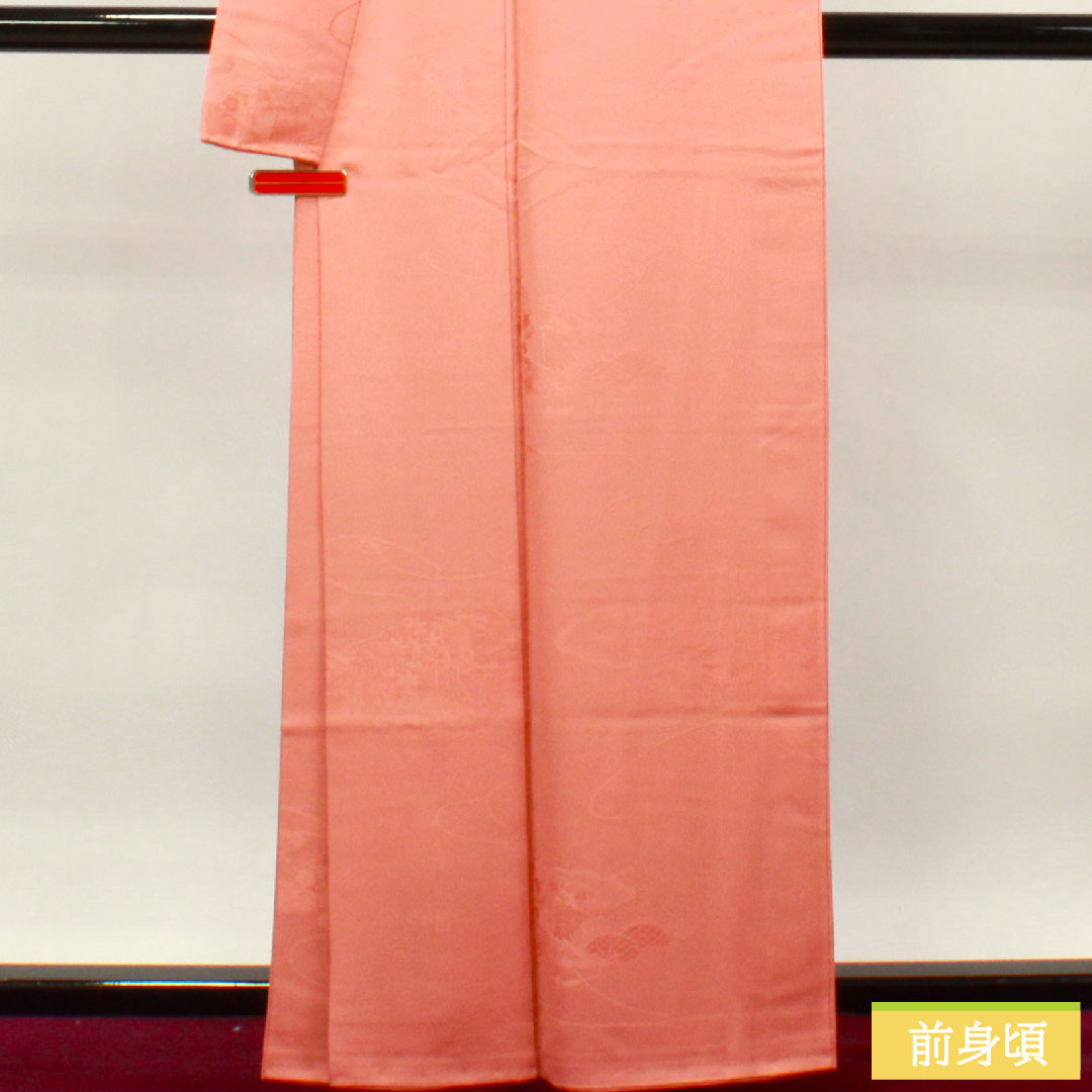 Plain color, pure silk, length 161cm, sleeve length 64cm, washed vermilion, auspicious motif, lined, S rank, pink, 1114001122413
