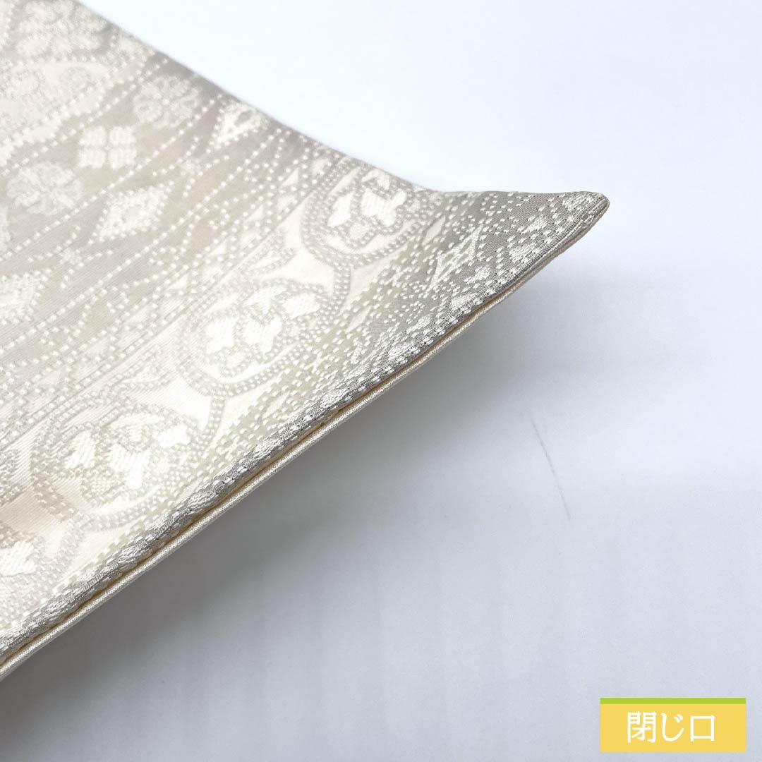 Fukuro Obi, pure silk, chalk color, flower circle pattern, diamond pattern, obi length 460cm, A rank, full length, semi-formal, white, 1123012213411