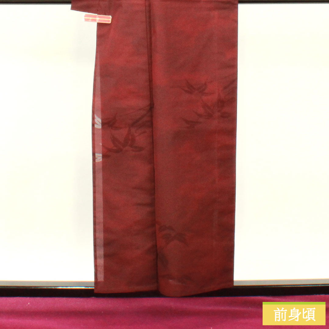 Summer pure silk komon length 156cm sleeve length 62.5cm dark red (monkfish) monsha bamboo grass gauze S rank red 1132001902312