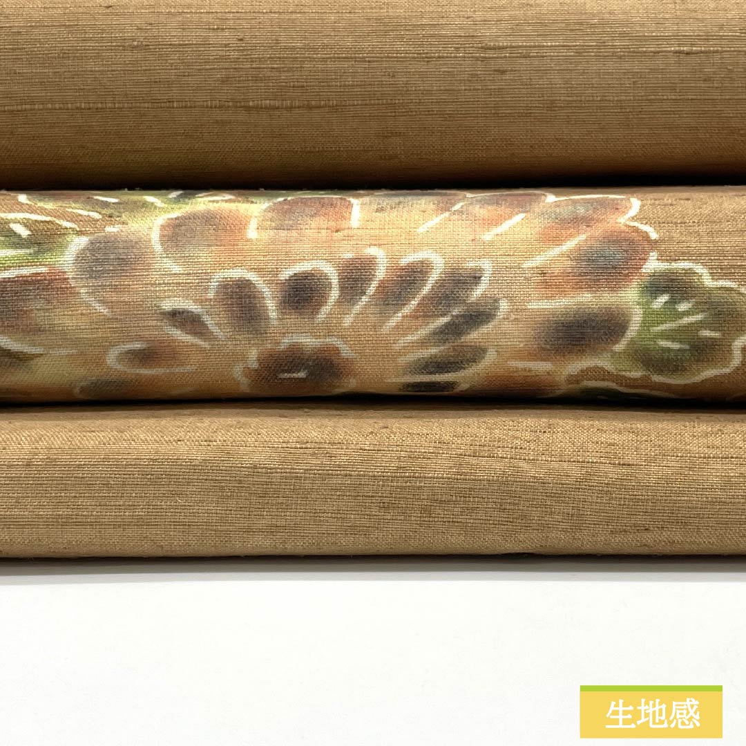 Nagoya Obi, Pure Silk, S-Rank, Pale Fallen Leaf Color (Usukuchibairo), Tsumugi Fabric, Dyed Obi, Chrysanthemum Design, Pointed Pattern, Casual, Brown, 371cm Long, Product Number: 1124009812314, Nagoya Style