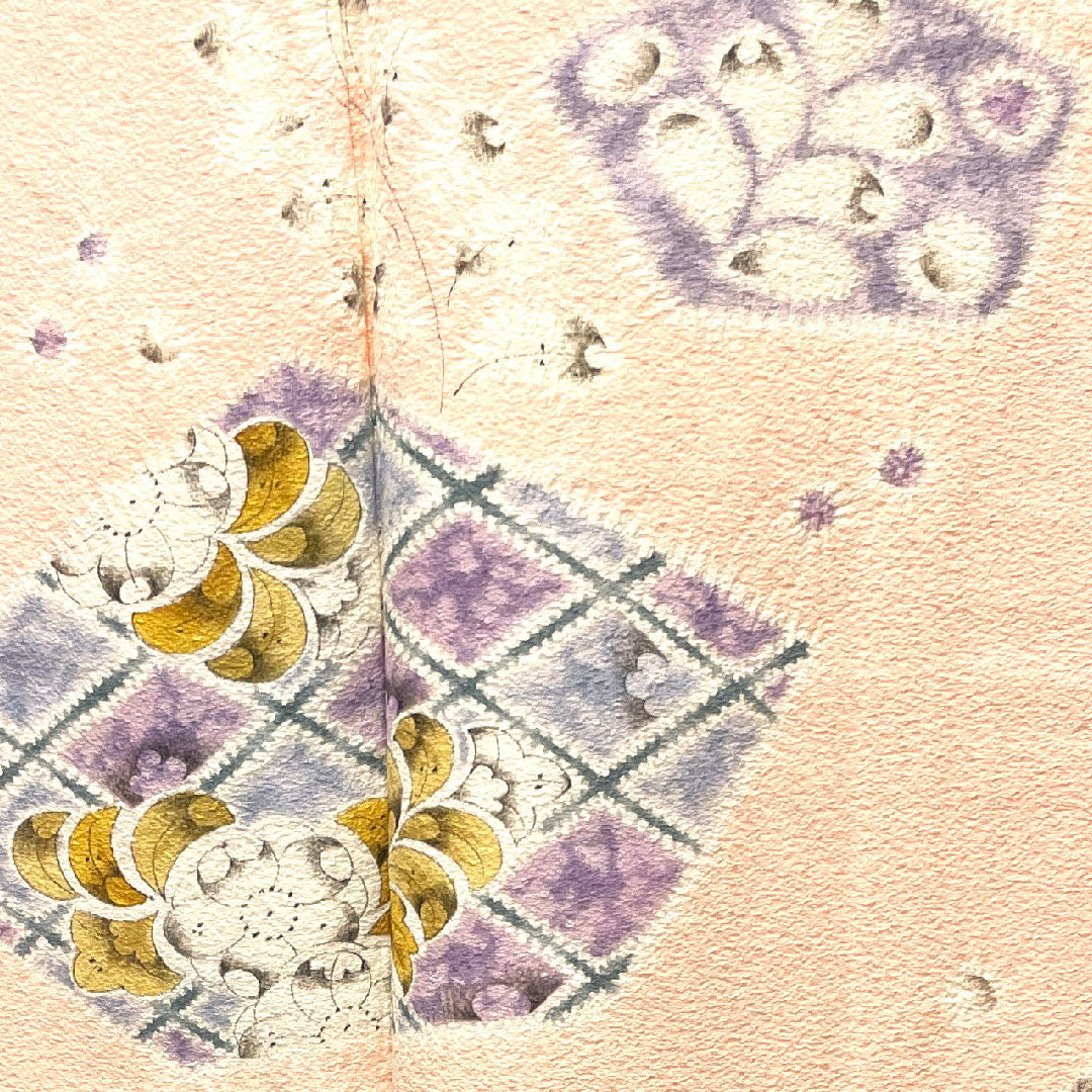 訪問着 袷 身丈156.5cm 裄丈64cm 乙女色 辻ヶ花 正絹 Aランク ピンク系 1112002433313
