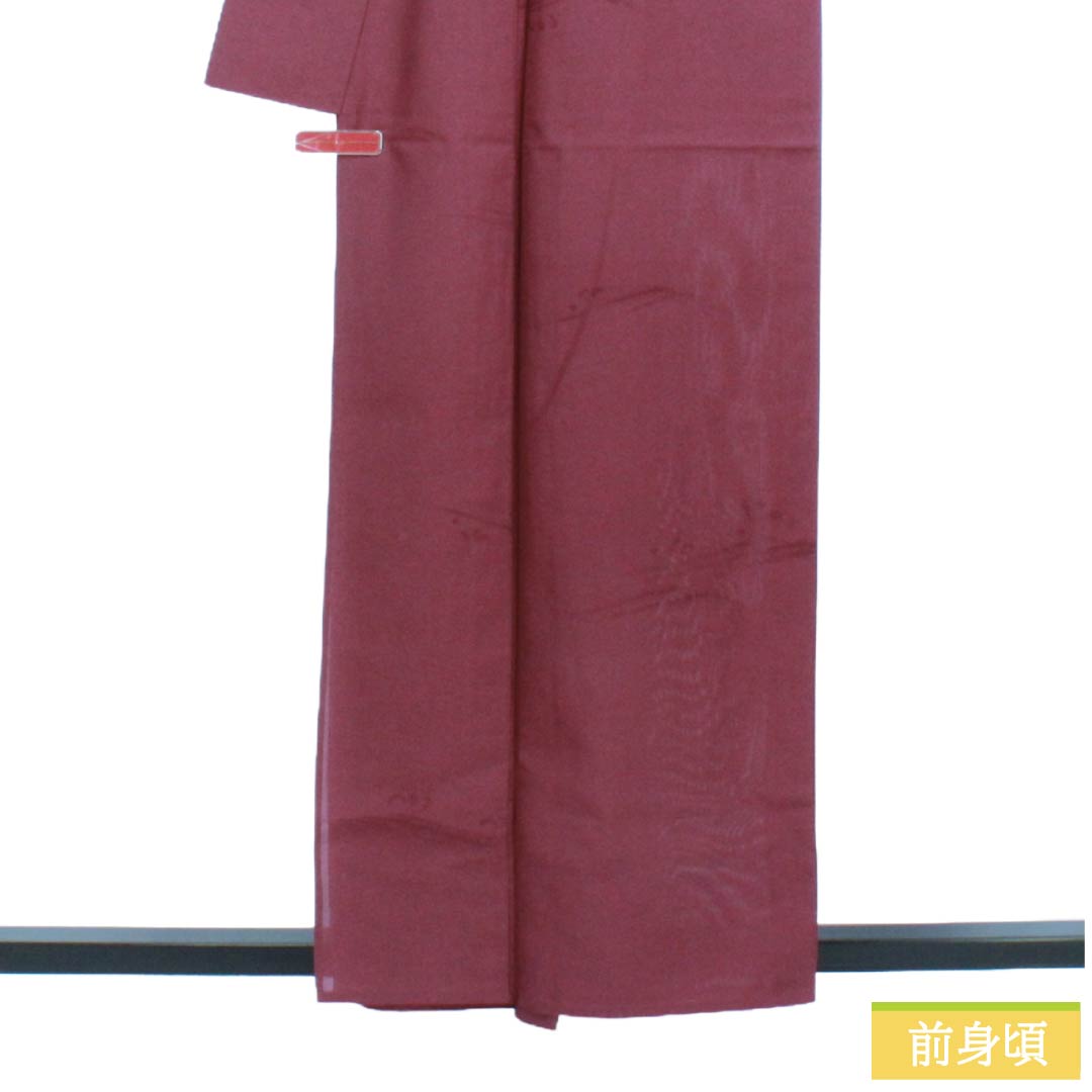 夏物 正絹 色無地 Bランク 身丈158cm 裄丈63.5cm 紅鶸色（べにひわいろ） 波 紗 紫系 1132004434320