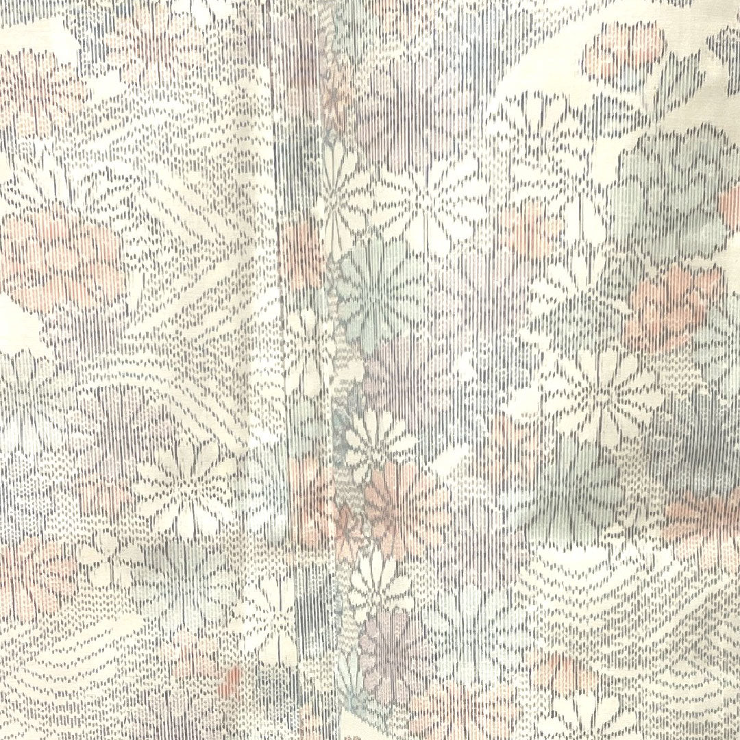 Tsumugi, Length 153cm, Sleeve length 62.5cm, Floral pattern, Polyester, A rank, Lined, White, 1116002143211