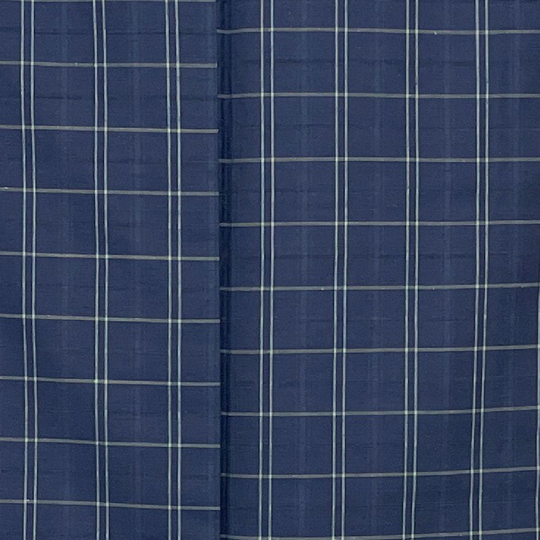 Tsumugi, Length 155cm, Sleeve length 63.5cm, Check pattern, Pure silk, S rank, Lined, Navy blue, 1116001492318