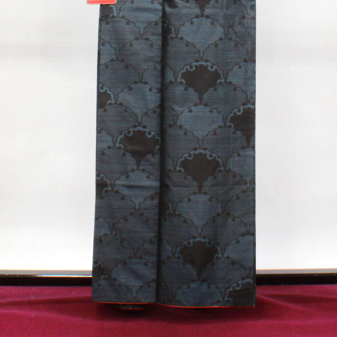 Oshima Tsumugi, Length 160.5cm, Sleeve length 63.5cm, Weft Kasuri, Yukiwa, Pure Silk, A Rank, Awase, Navy Blue, 1116002823418
