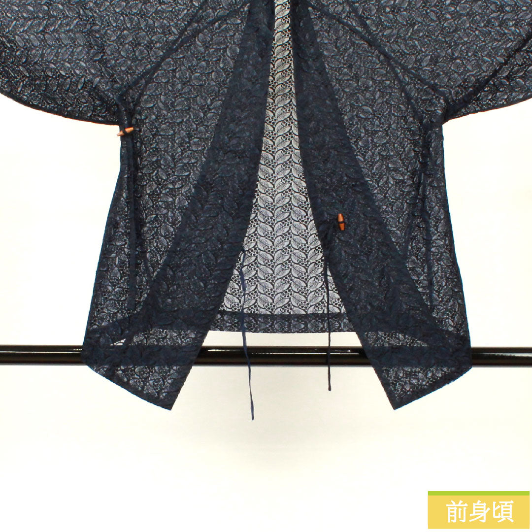 道中着 ポリエステル 身丈76.5cm 裄丈47.5cm  幾何学模様 スリーシーズン Sランク 単衣 黒系 1117000612910