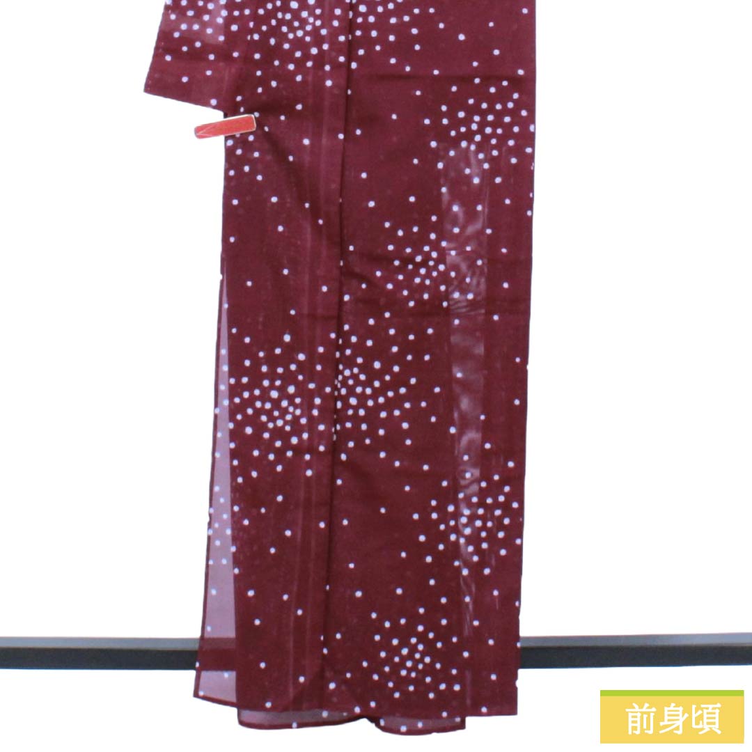 Summer Polyester Komon A Rank Length 162cm Sleeve Length 63.5cm Tsubosumire-iro (violet) Block Pattern Washable Kimono Ro Purple Series 1132003343420