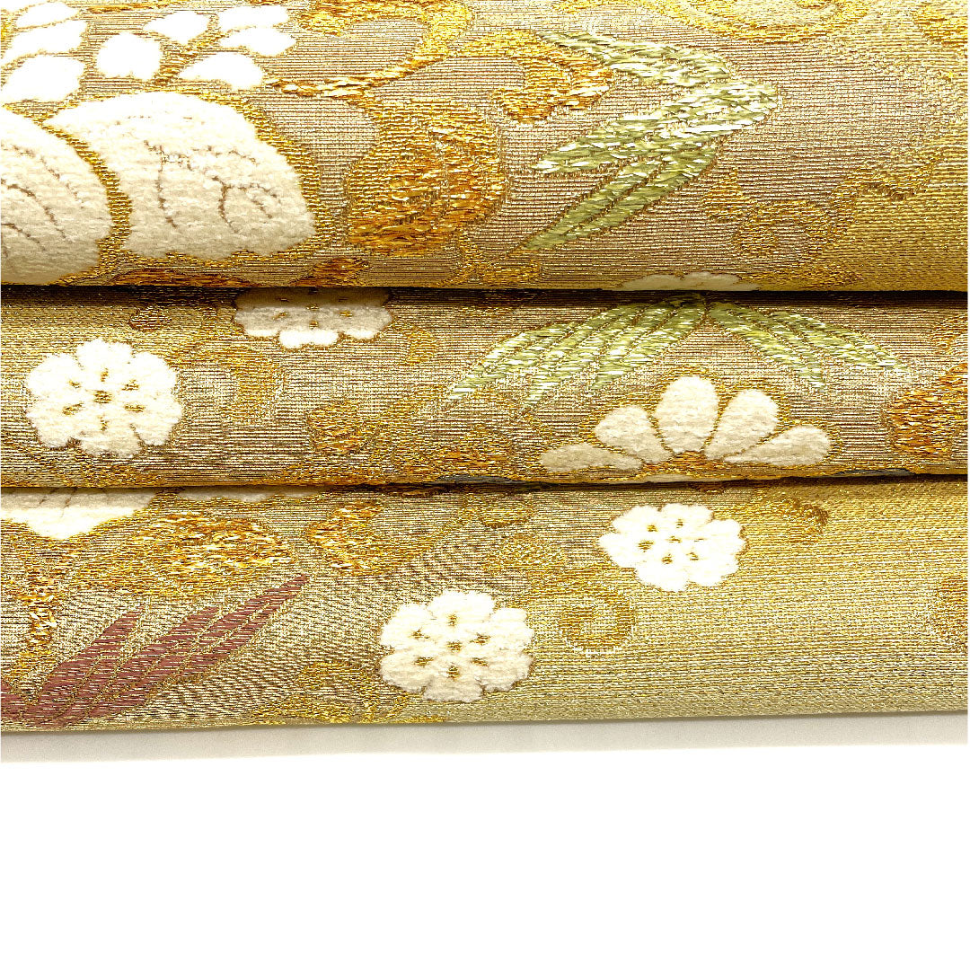 [Unfinished] Fukuro Obi, Silk, NEW Rank, Traditional Craftsman, Kiri (Paulownia), For Tomesode, Obi Length 455cm, Six-Panel Pattern, Formal, Gold Tone, 1123002471421