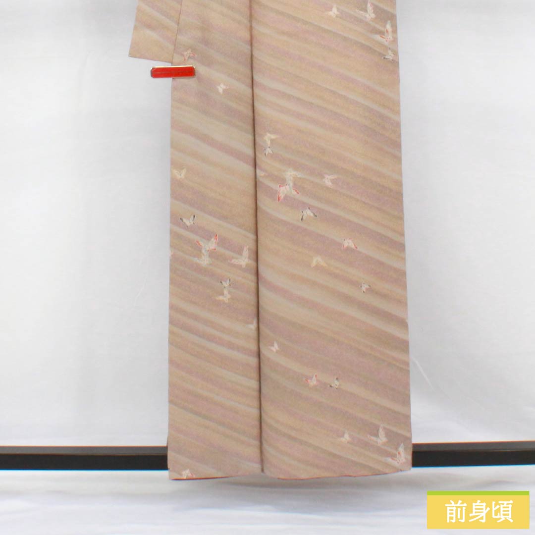Small pattern kimono, polyester, length 157cm, Yuki length 64.5cm, lined, blurred dyeing, washable kimono, butterfly, A rank, gradation, 1115005033399