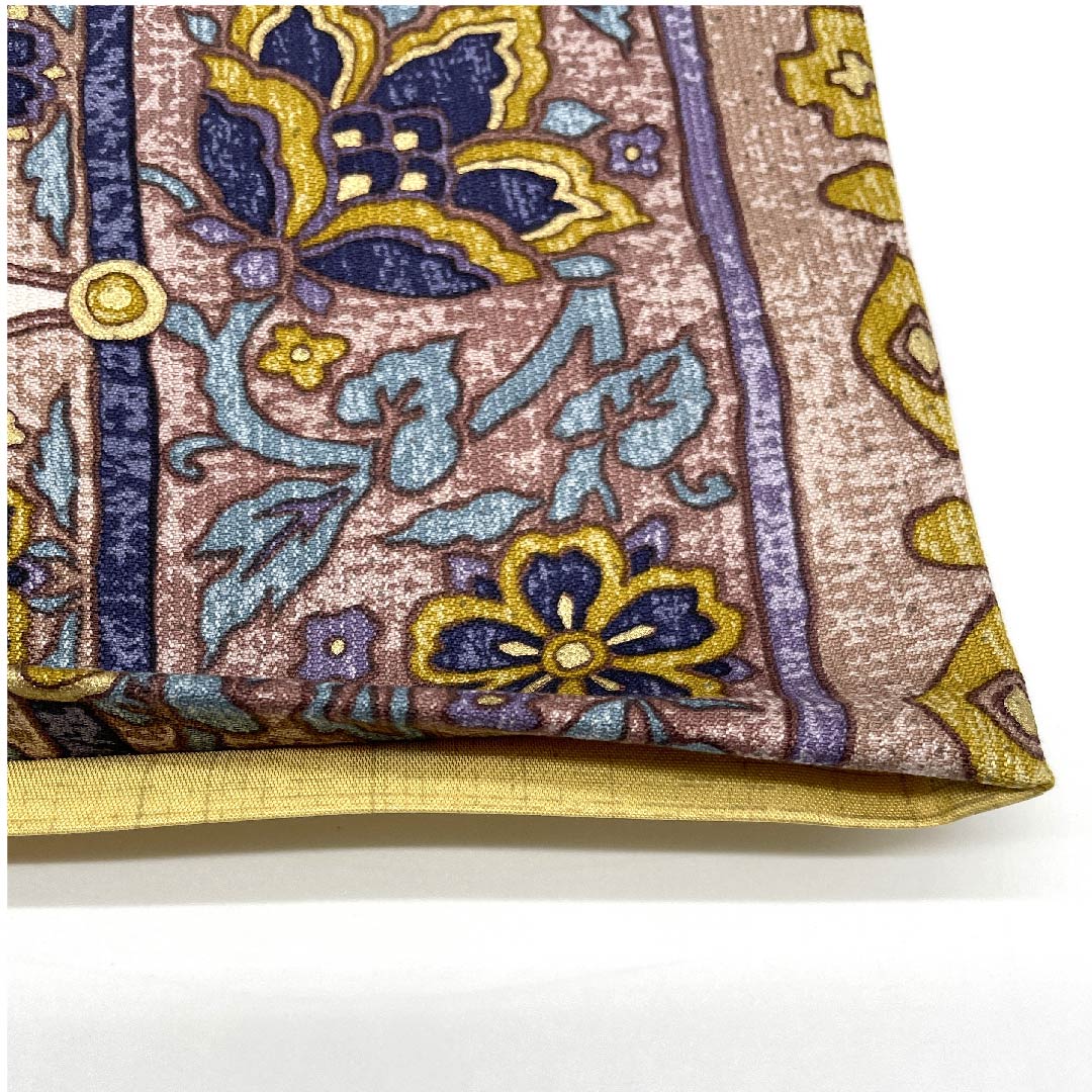 Obi (Fukuro Obi) in Okina Brown, Floral Sarasa, Geometric Pattern, Length 457cm, Pure Silk, A Rank, Six-Way, Casual, Pink, 1123007183413