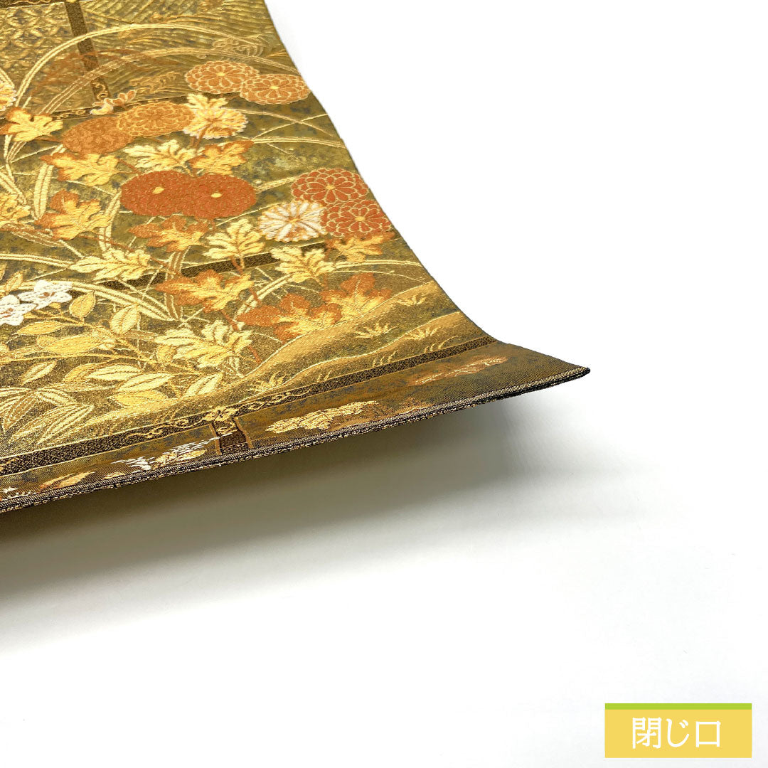 Fukuro Obi (Sash), Pure Silk, S-Rank, Nishijin-ori, with Gold-Tone Pattern, Length 440cm, Six-Ply, Formal, Item Number 1123016782321