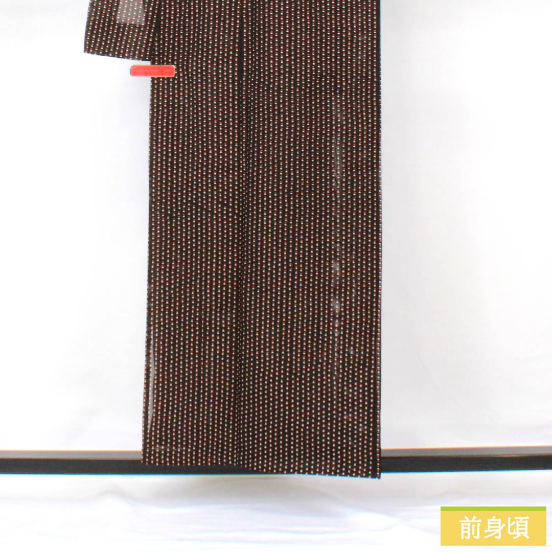 Summer kimono, polyester, small pattern, length 157cm, sleeve length 63.5cm, dot pattern, washable kimono, silk, A rank, black, 1132002223310