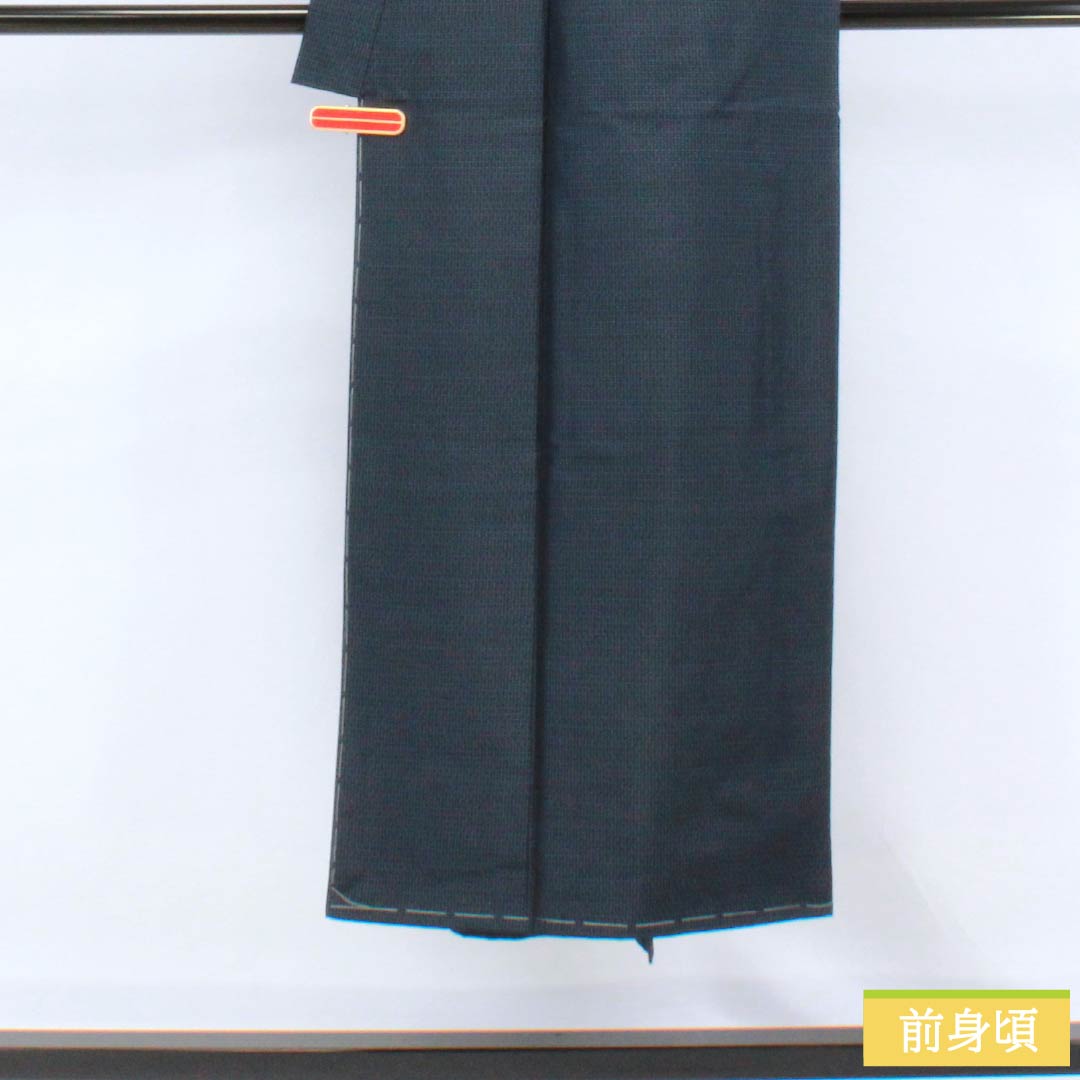 Men's silk S-rank kimono, length 143.5cm, sleeve length 70cm, Oshima Tsumugi silk, geometric pattern, basting thread included, lined, navy blue, product number 1119000932418