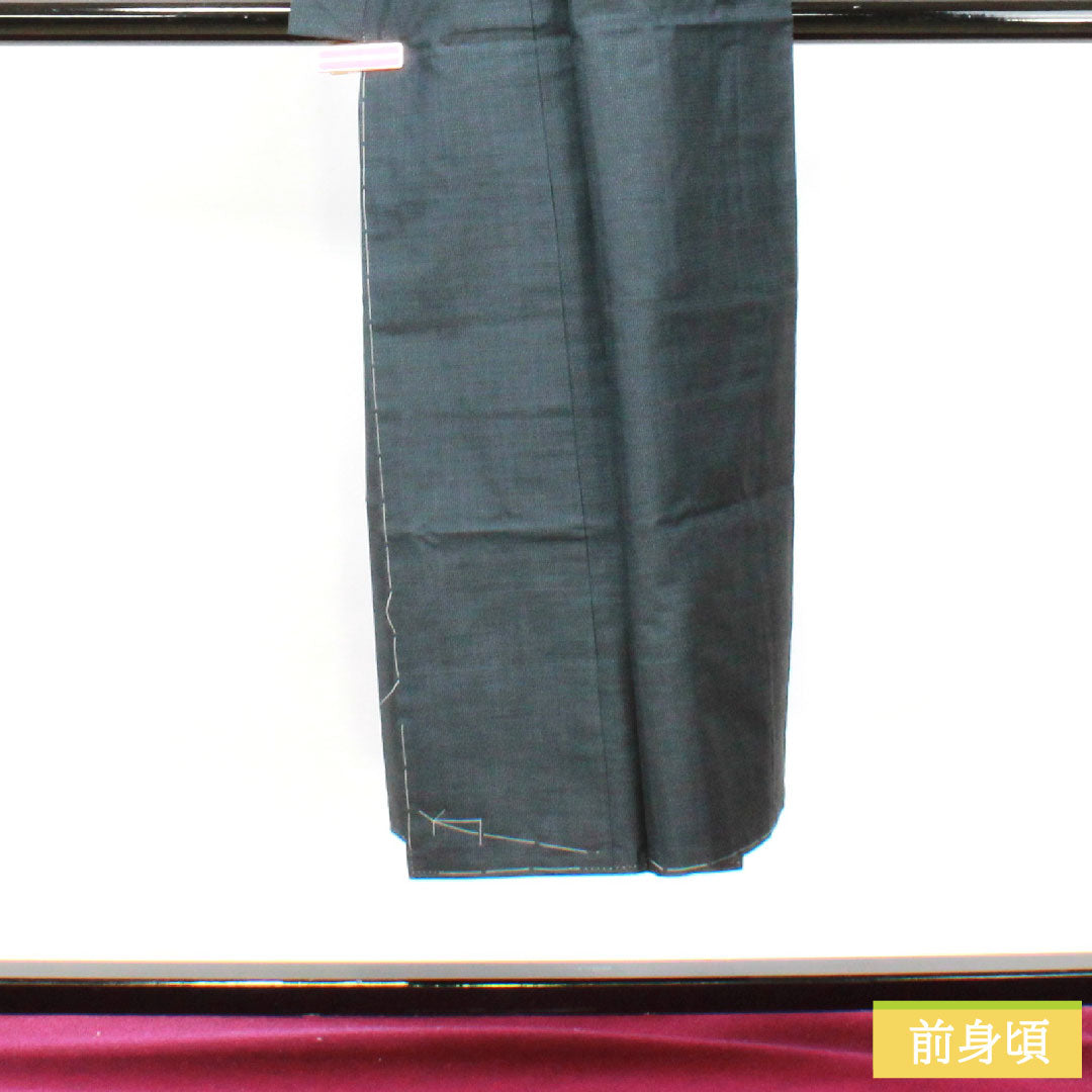 Men's pure silk, length 143cm, sleeve length 68cm, Oshima Tsumugi 120 tortoiseshell pattern, ensemble, S rank, lined, navy blue, 1119000872418