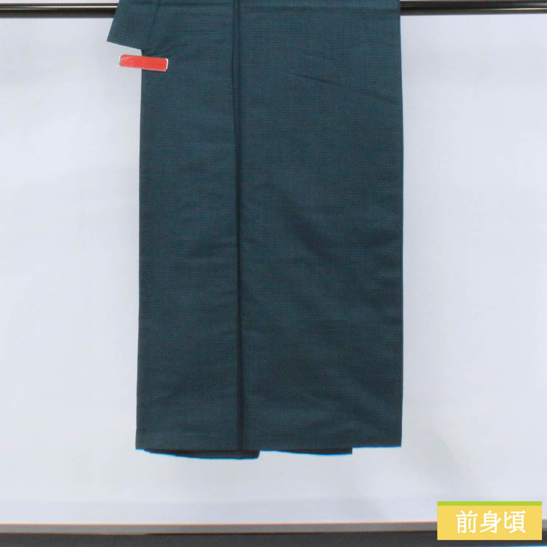 Men's pure silk S-rank kimono, length 139.5cm, sleeve length 64cm, Berlin blue (Berence blue) geometric pattern ensemble, with haori cord, lined, blue, 1119001302317