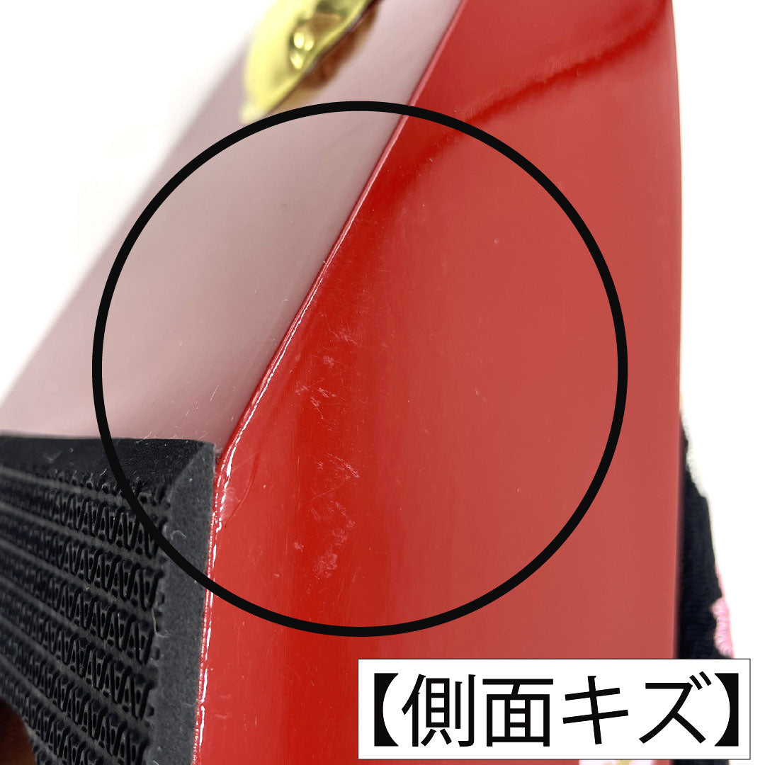 (Like New) Paulownia Wood Geta (Sandals), Grade A, Formal, Pokkuri (Poppy) Geta, Thick Sole, 224cm Long, Size XL, Red, Item Number 1122001323512