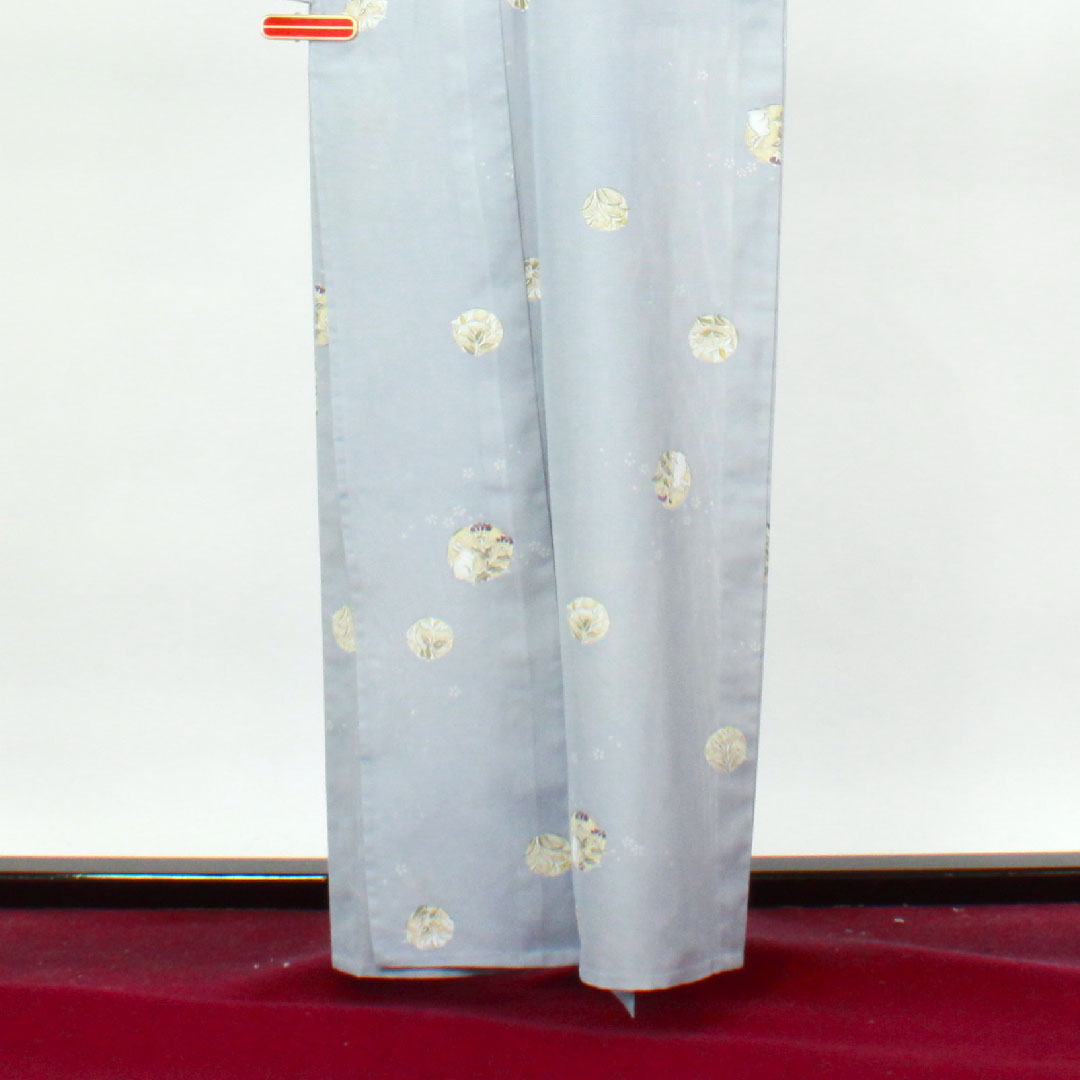 Summer kimono, polyester, small pattern, length 161cm, sleeve length 65cm, pale white, rabbit, floral pattern, washable kimono, silk, A rank, light blue, 1132000863424