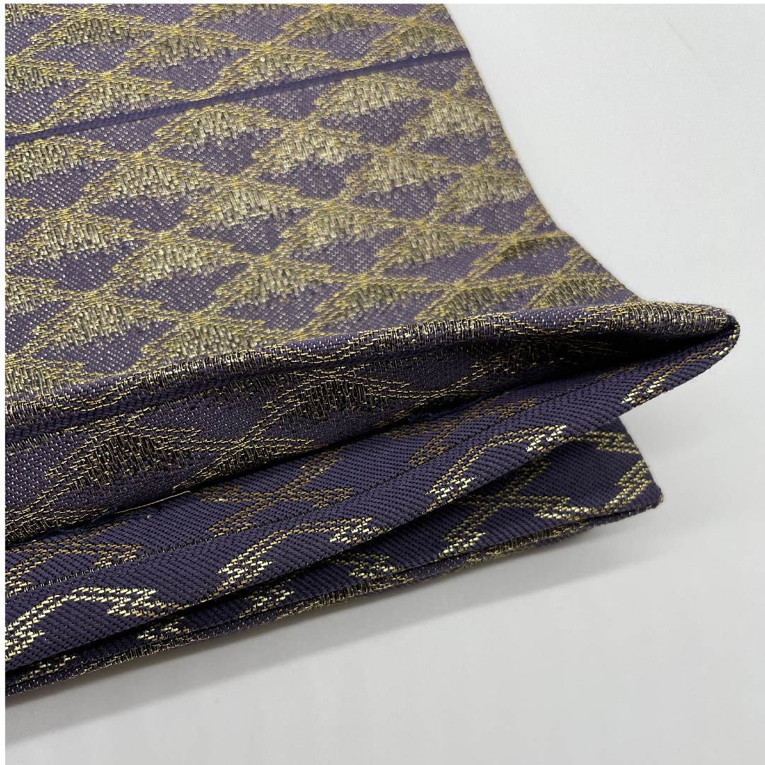 Fukuro Obi (Indigo blue pigeon feather color) Owl, Matsukawa diamond pattern, Obi length 440cm, Pure silk, S rank, Point pattern, Casual, Purple, 1123005792320