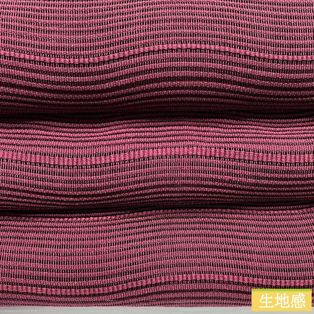 Nagoya obi, dark red, summer obi, silk, staggered stripes, obi length 357.5cm, pure silk, S rank, full length, casual, purple, 1124006032320, Matsuba style