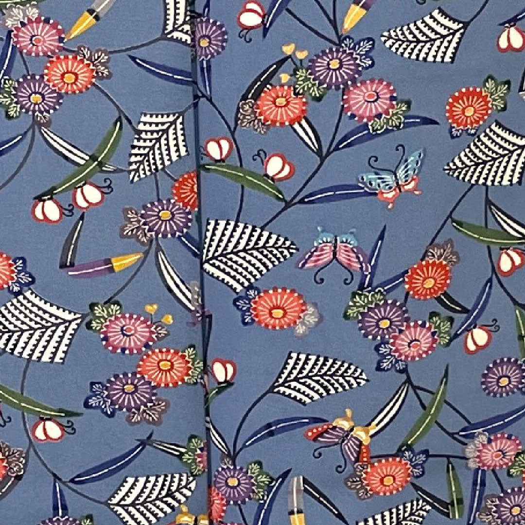 Komon, Length 162cm, Sleeve length 67cm, Lined, Bingata, Pure silk, A rank, Blue, 1115001783417